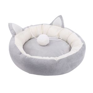 ペットキャットベッドの耳の巣の柔らかい暖かい洗えるラウンドドッグ猫クッションホームマット猫のベッド寝屋のペット用品Products 2101006