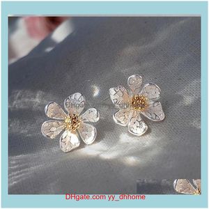 Juvelykoreisk design mode smycken eleganta vita blomma örhängen sommarstil semester strand fest för kvinnor studs droppleverans 2021 cktaj