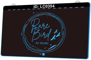 LC0354 Rare Bird Art Studio Light Sign Incisione 3D