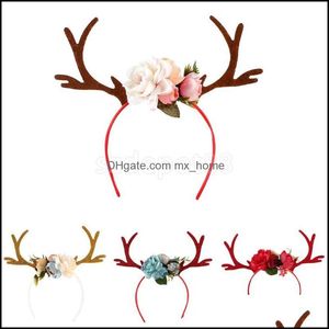 Cabelo Aessórios Bebê, Miúdos Maternidade 4 Cores Escolhidas Cores Adt Christmas Deer Antlers Costume Fato Festa De Festa Head Band Banda PROP ENTREGA 2021