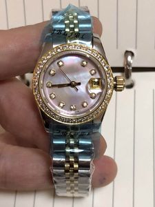 Kvinna titta på högkvalitativt datum armbandsur mekanisk automatisk rörelse rostfritt stål band klockor 36mm hårdlexglas diamanter be250h