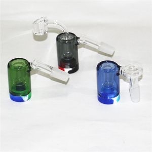 Renkli Nargile Kül Alıcığı 4590 Derece 14mm Erkek Kadın Ortak Silikon Konteynerler Ile Cam Kül Alıcı Sigara Su Borular Bong Oil Teçhizat Bubbler