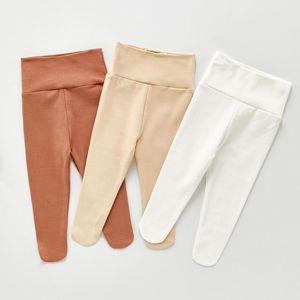 Leggings a vita alta per neonate primaverili Leggings per bambina in cotone per bambini in tinta unita Leggings per neonate tinta unita 210413