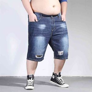 Mäns Shorts Stora Storlekar Sommar Man Bermuda Jeans Torn Big Breeches Destrassed Denim Ripped Short Men Plus Size 210713