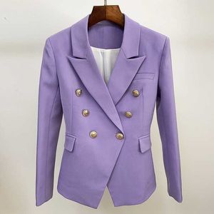 Damen Doppelbrust Blazer Purple Herbst und Winter High-End Temperament Ladies Jacke kleiner Anzug Büro 210527