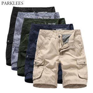 Cargo Shorts Men Brand Summer Cotton Men Short Pants Tactical Loose Straight Work Casual Mens Cargo Shorts with Big Pocket 210524