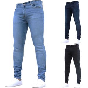 Erkek Yüksek Bel Fermuar Streç Kot Rahat Slim Fit Trendy Pantolon Erkek Artı Boyutu Kalem Pantolon Denim Skinny Jean Büyük Boy X0621