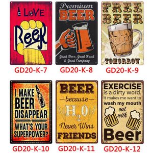 50 Stück Bier-Metallgemälde, 30 x 20 cm, Schild aus Metall, Poster, Blechtafel, Vintage-Wanddekoration für Bar, Pub, Club, Männerhöhle, Leon-Schilder, Biere, Wasser trinken, DHL/FedEx-Lieferung