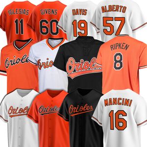 8 Koszulki baseballowe Cal Ripken Baltimore OrioleMężczyźni Trey Mancini Chris Davis Mountastle Jim Palmer Givens Jersey