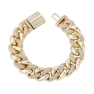 Mäns 16mm Miami Kubansk kedja Iced Out Zircon Armband Hip Hop Fashion Smycken