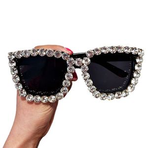 Okulary przeciwsłoneczne dla kobiet kwadratowe okulary słoneczne Bling Rhinestone okulary kobiece Kobieta mody mody uv400