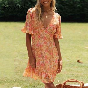 Lässiges rückenfreies Boho-Strandkleid für Damen, kurzärmelig, Sommer-Dame, Mini-Vestido-Feminin-Sommerkleid, schicke Kleidung 210427