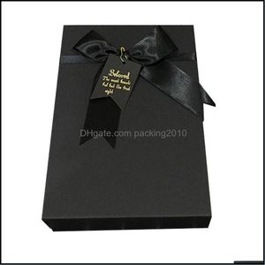 Event Festive Party Supplies Home & Gardenblack Kraft Paper Gift Box With Bow Tie Simple Design Present Container Lid Multipurpose For Chris