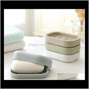 Accessories Home & Garden Drop Delivery 2021 Thicken Plastic Dish Tray Holder With Lids Rack Plate Box Container Soap Dishes For Bath Shower