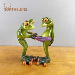 Northeuins harts leggy par groda figurer modern kreativ bröllop djur staty för inredning hem skrivbord dekor tillbehör 211101