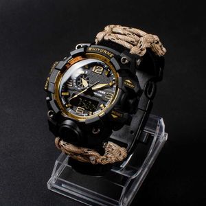 Shiyunme Męskie Wojskowe Sporty Digital Zegarki Kompas Outdoor Survival Wielofunkcyjny Wodoodporny Zegarek Męski Relogio Masculino 210728