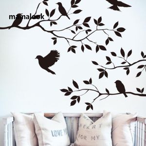 Duvar Çıkartmaları Kuş Şubesi Ağacı Yaprak Dekoratif Çocuk Ev Oturma Odası Aksesuarları için Duvar Kağıdı Yatak Odası Çıkartmaları