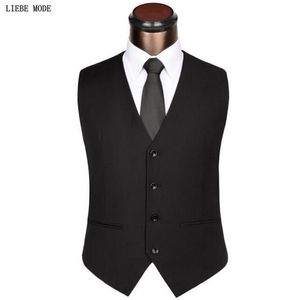 Mens preto cinza terno de casamento coletes para homens slim fit vestido colete masculino formal smoking colete negócios casual sem mangas jaqueta 210923