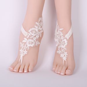 1 Pair Wedding Bridal Anklets Lace Decor Women Lady Beach Foot Jewelry Chain Barefoot Sandals Shoes Accessories