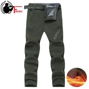 Män Winter Warm Cargo Pants Plus Size Big 4XL 5XL 6XL 7XL 8XL 9XL Termisk Fleece Militärbyxor Male Army Green Long Trousers 210518