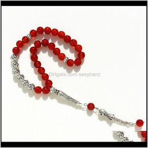 Charm Bracelets Jewelry Drop Delivery 2021 8Mm Natural Stone Bead 33 Prayer Beads Islamic Muslim Tasbih Mohammed Rosary For Women Men Yzcmj