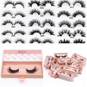 Eyelashes fofos 3D Minks 100% Minks reais Fales Eyelash Multilayer Lash Natural Lash Faixa completa Cílios individuais macios em massa