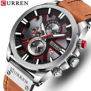 Curren Erkekler İzle Üst Marka Sporları Lüks Kuvars Erkek Saatler Su Geçirmez Chronograph Kol Saati Tarihi Saat Relogio Masculino 210517