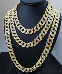 Iced Out Miami Cuban Link Chain Золото Серебро Мужчины Хип-хоп Ожерелье Ювелирные изделия 16 дюймов 18 дюймов 20 дюймов 22 дюймов 24 дюймов 26 дюймов 28 дюймов 30 дюймов