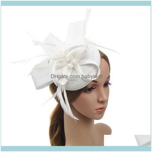 Funky Hairpins Aessory Tools Products Women Feather Fascinator Party For Wedding Elegant Pillbox Hat POGRAPHY Gift Net Huvudband Huvudbandet Cocktail Banque