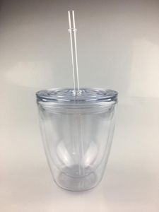 12oz 350ml Sommarfett Plast Tumbler Dubbelvägg Klar akryl Tumblers Cups Söt vattenflaska för barn Barnbehållare i bulk Partihandel