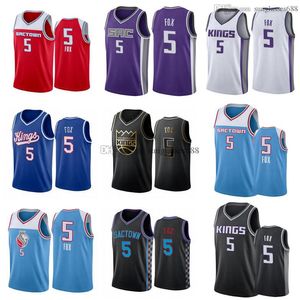 Darron Fox jersey 2021-22 SacramentoCity Basketball Jerseys Heren Jeugd S-XXL op voorraad