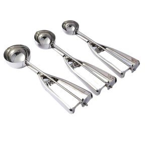 2021 Spoons Cookie Scoops 3 Pcs Set Ice Cream Scoop With Trigger Stainless Steel Cupcake For Baking Melon Ball Cupcakes