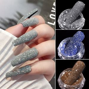 6 colori Nail Crystal Diamond Powder Silver Gold Color Glitter Pigmento lucido Pigment Glass Olografico Micro Drill Nails Nails Decorazione arte