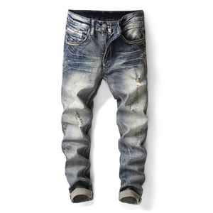 2020 جديد أزياء خمر نحيل ممزق جينز الرجال السببية السراويل زائد الحجم 38 رجل جينز X0621