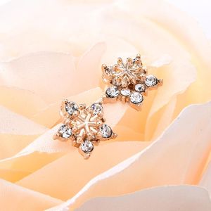 Fashion Stud Corea Lindo Gold Gold Crystal Rhinestone Snowflake Earrings Jewelly for Women Gift
