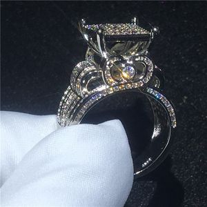 Anéis de Casamento da Marca Choucong Jóias de Luxo Impressionantes 925 Prata Esterlina Cheio Pave Safira Branca CZ Diamante Pedras Preciosas Mulheres Anel de Noivado para Presente de Amante