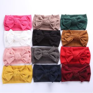 Infantil toddler Knit Bow Hairband Criança Macio Algodão Headband Elastic Wide Headwarp Acessórios de Cabelo Crianças Presentes de Aniversário