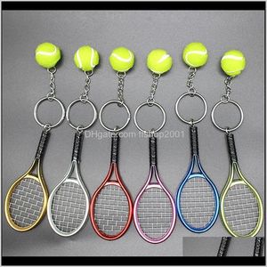 Wholesale tennis ball key chains for sale - Group buy Key Sport Rackets Keychain Tennis Ball Keyring Rings Bag Hangs Woomen Men Fashion Jewelry Gift Qgbuk A3Yeu
