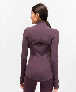 L-78 Autunno Inverno Nuova giacca con cerniera Abbigliamento ad asciugatura rapida Abbigliamento da yoga Manica lunga Foro per il pollice Giacca da allenamento da corsa Donna Piglulu Slim