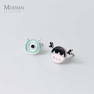 Wysokiej jakości Dziewczyna Dziewczyna Cute Enamel Stud Kolczyki Solid 925 Sterling Silver Earring Dla Kobiet Fine Jewelry 210707