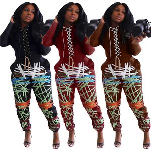 Roupas de 2 peças para calças de mulher e top streetwear sweatsuits sweatsuits sweatpants mulheres baggy calças definir atacado dropshipping y0625