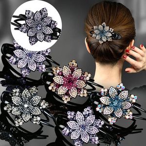 Rhinestone Flower Duckbill Hair Claws Clamps Ponytail Headwear Shinning Hairpin Hair Combs Women Girl Summer Vintage Resin Hair Clip