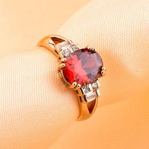 Wholesale brilliant roses for sale - Group buy Wedding Rings Big Round Shaped Rose Red Zircon Women Luxury Ladies Jewelry For Party Mother s Gift Brilliant Trendy Design