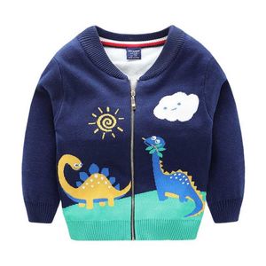 Automne hiver bébé enfants pull manteau dessin animé dinosaure enfants fermeture éclair Cardigan pull garçons tricoté pull Baseball veste Y1024