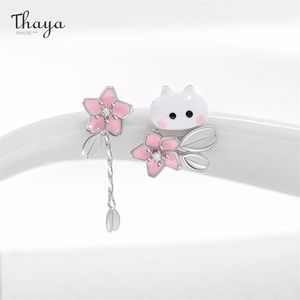 THAYA Leuke Kat Stud Earring voor Vrouwen Cherry Blossoms Earring Dangle Hand Made Crystal Britdday Fine Jewelry Girls Brincos