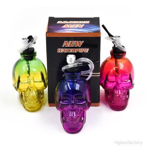 Hookahs skull mini bongs glass bong with silicone plug oil dab rig water pipes colorful smoking bubbler