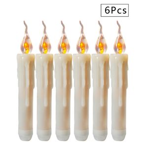 Atacado 6 pcs / set LED velas sem chama operam a lâmpada mergulhada flicking pilares de pilar elétricos para decoração de festa de casamento