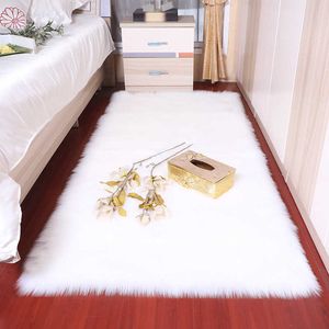 Carpet Anti-slip Luxury Soft Fur Bedside Carpet Fluffy Shaggy Solid Area Rug Yoga Mat Chair Sofa Cover Door Mat 210928