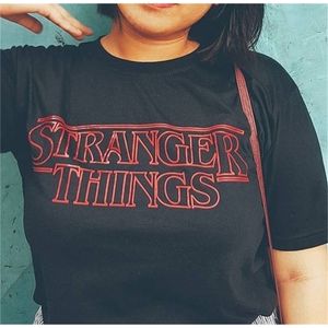 Vreemdelingen Geïnspireerd Top Shop Unisex Mens Dames TV Horror T shirts Letter Print Katoenen Mode Tees