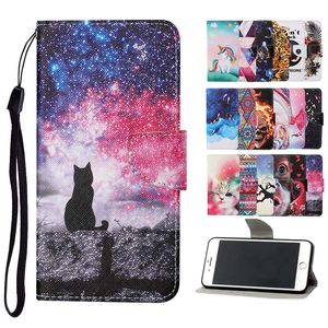 Wallet Leather Cases for Samsung A20 A21 A41 A51 A71 S10 S20 PLUS NOTE20 Ultra A21S A20S S20FE marble Strap Skull Unicorn butterfly Tribal Stand slots Cover